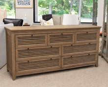 RH Shutter Collection 7-Drawer Dresser in Light Brown Drifted Oak
