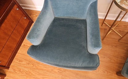 Camden Collection for Arhaus Pair of Teal Velvet Tall Highback Chairs