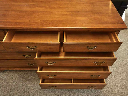 Ethan Allen Maple Double 9 Drawer Dresser