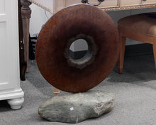 Round Metal and Stone Statue