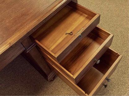 RH  Saint James White Oak  Executive Desk in Antique Coffee w/ Ball Feet