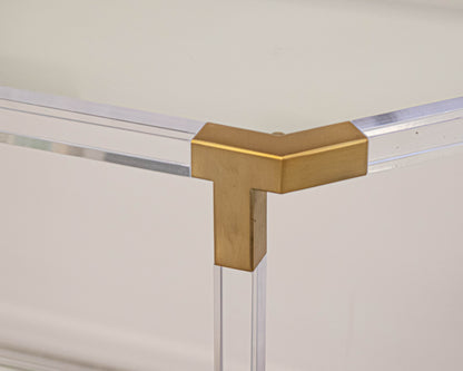 Anthropologie 'Oscarine' Lucite & Brass Finish & Glass Shelf Console