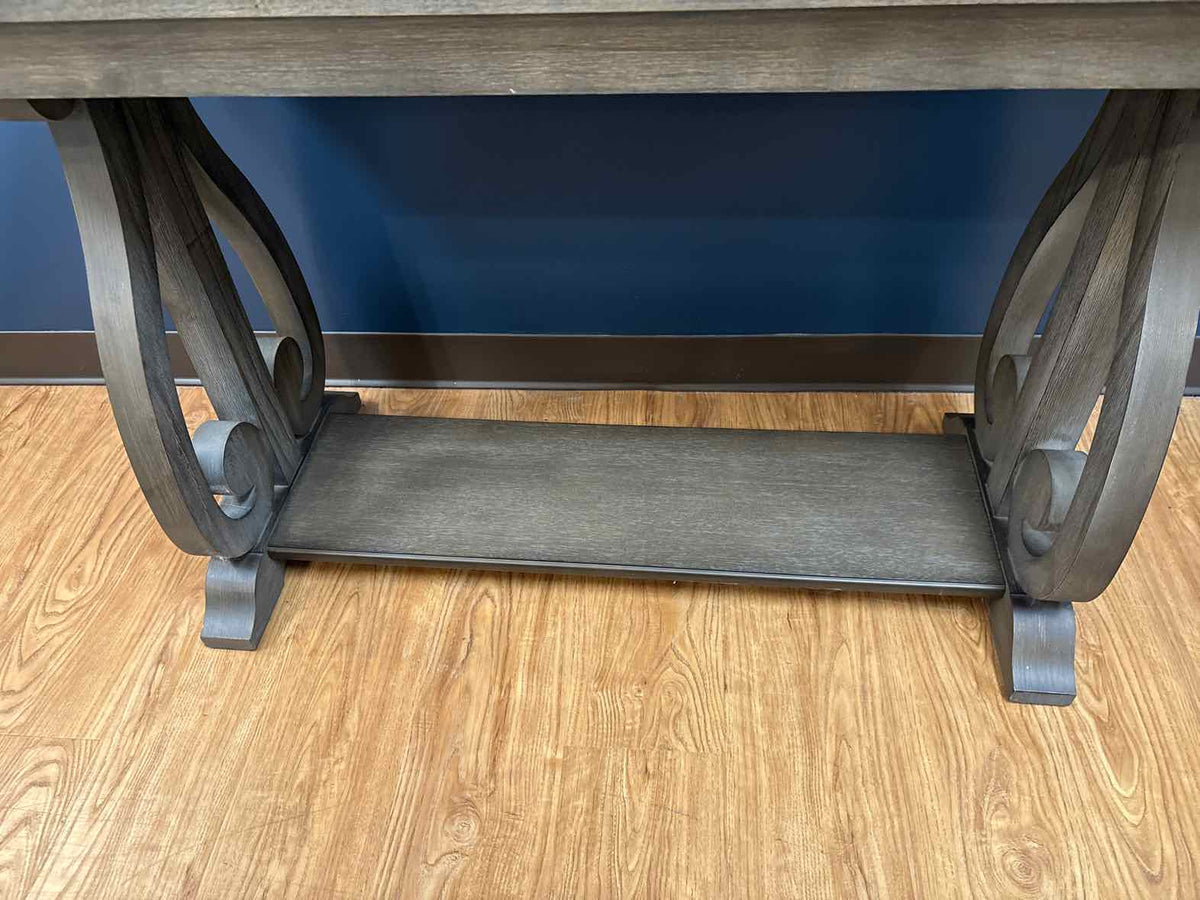 Scrolled Base Console Table in Distressed Finish