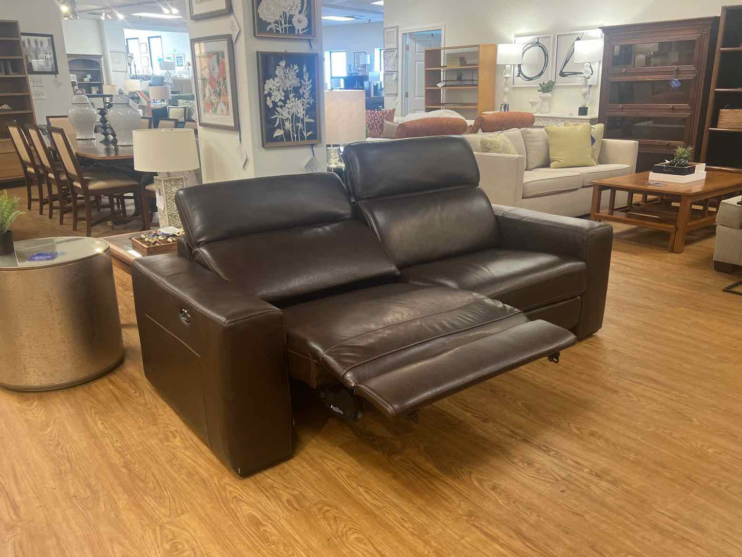 Dark Brown Leather Power Reclining Sofa