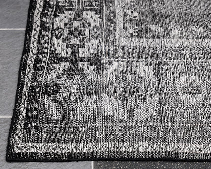 Black and White Oriental Styled 8'x10' Area Rug