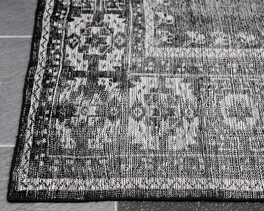 Black and White Oriental Styled 8'x10' Area Rug