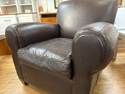 Pottery Barn 'Manhattan" Leather Arm Chair w/Ottoman