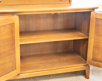 RWay Walnut  MCM 2 Piece Hutch with Sliding Glass Doors