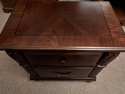f Mahogany Finish 2 Drawer Nightstand