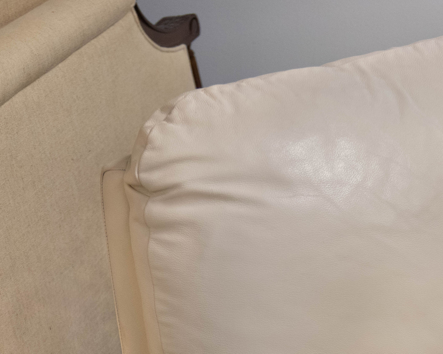 Italian Cream Leather Loveseat
