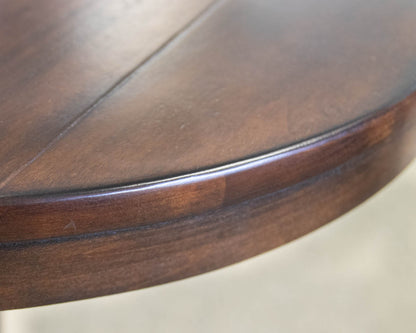 Williams Sonoma Plank Top Round Side Table on Black Metal Pedestal Base