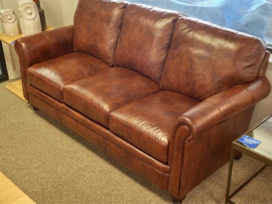 Bradington Young  Saddle Brown  3 Cushion Sofa