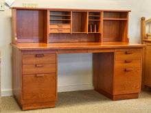 Charles Webb Custom Mid-Century Modern Desk in Cherry with Low Hutch