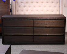 Restoration Hardware Bezier 6-Drawer Low Wide Dresser in Brown Oak and Steel