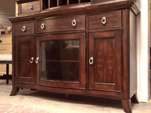 Espresso Finish 5 Drawer 3 Door Chrome Knobs &  Attached Mirror Sideboard