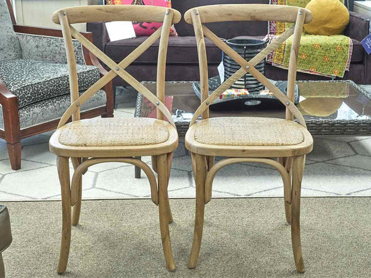Pair of Ballard Design 'Constance' Rattan Dining Chairs