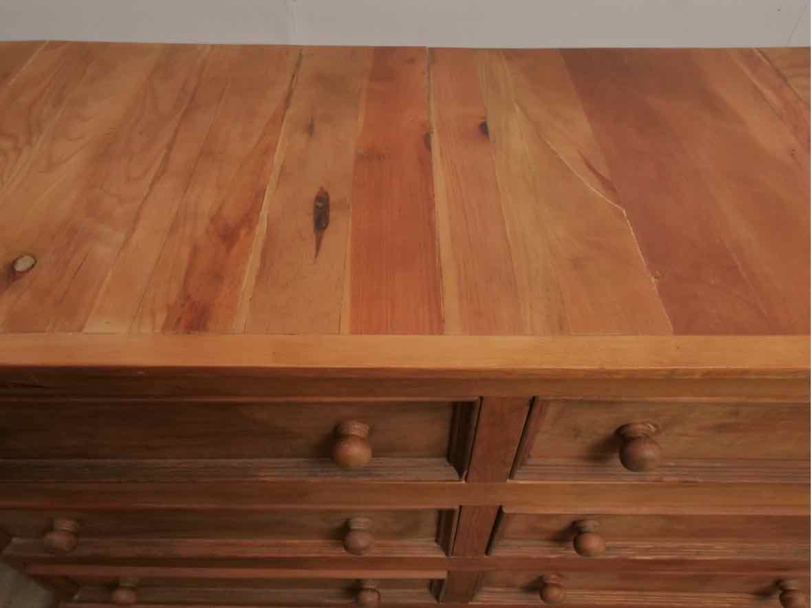 Pine 6 Drawer Dresser with Wood Knobs
