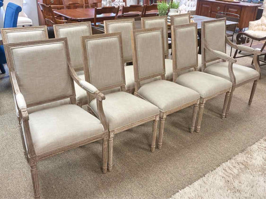 Set of 10 Restoration Hardware Vintage French Square Back Dining Chairs