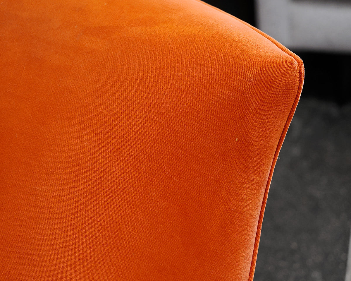 Pair of Crate & Barrel Burnt Orange Velvet Accent Chairs