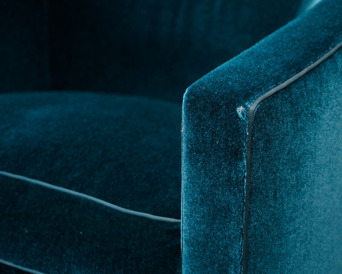 Pair of A. Rudin Custom Upholstered Swivel Chairs
