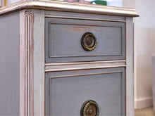 Pair of Rustic Narrow Nightstands in Blue & Grey