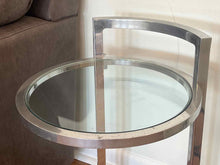 Round Glass and Chrome Side Table