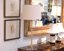 Brass Beaded Buffet Lamp with Crystal Base
