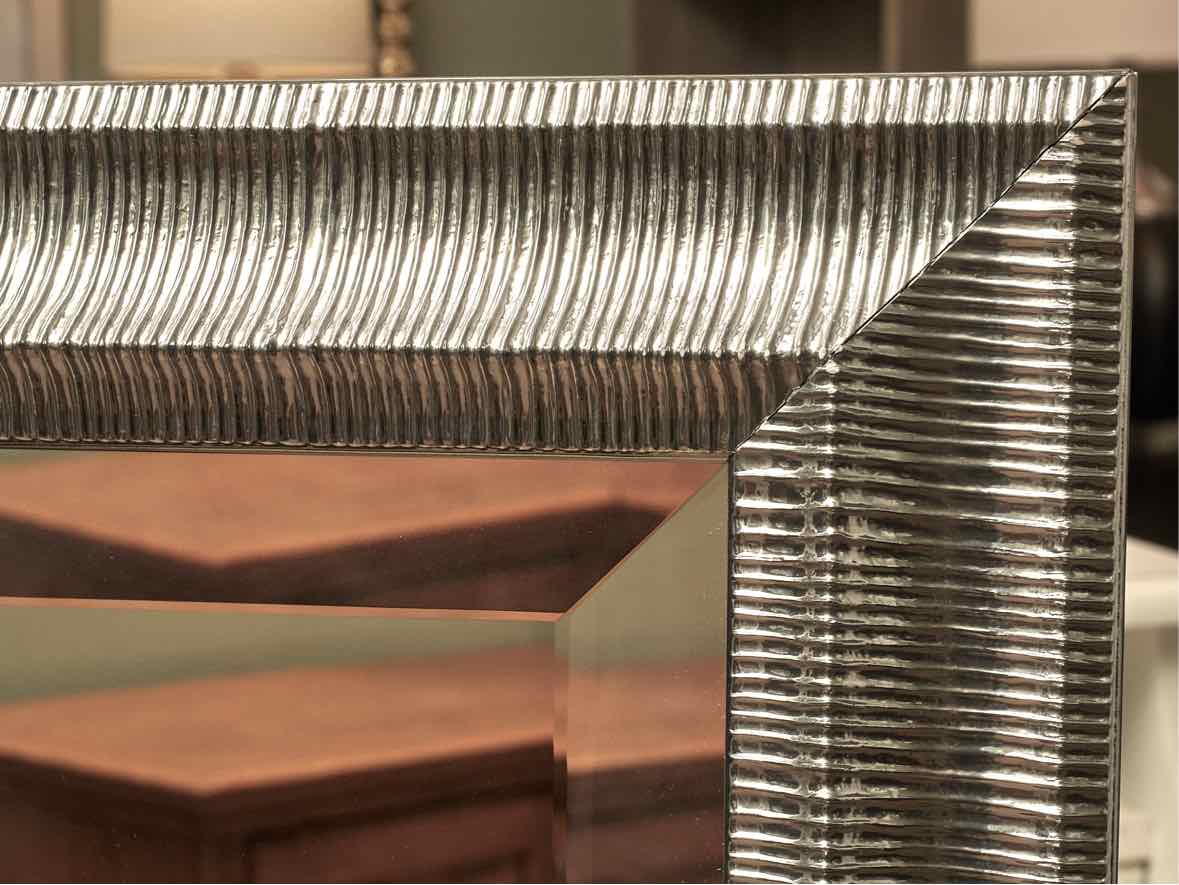 Silver Mirror with Ribbed Border Frame