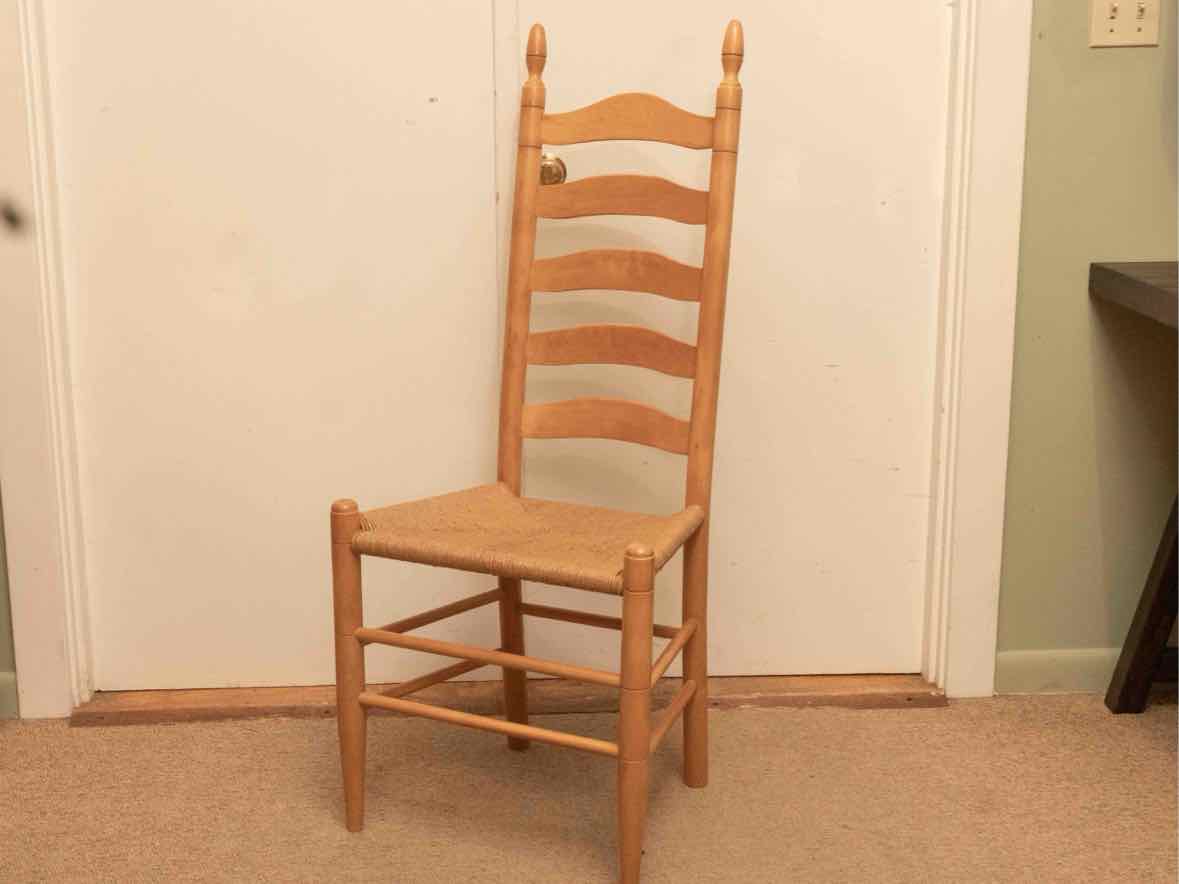 Set Of 8 Ash Ladder Back Rush  Seats Dining Chairs