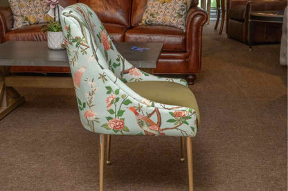 Set of (8) Anthropologie'Havenview ' Elowen Teal Floral  Dining Chairs