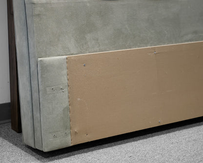 King Size Tufted Headboard in Light Sage Green Microsuede