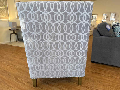 Jofran Pair of 'Quinn' Wing Chairs in Geometric Silver Fabric