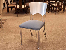 Set of 6  Regal Dining Chairs in Blue Uphostery with Silver Finish Frame