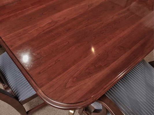 Knob Creek Solid Cherry Duncan Phyfe Double Pedestal Table & 6 Chair Set