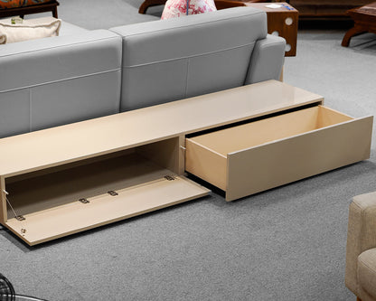 Low Profile Creme Coloured Lacquered Credenza