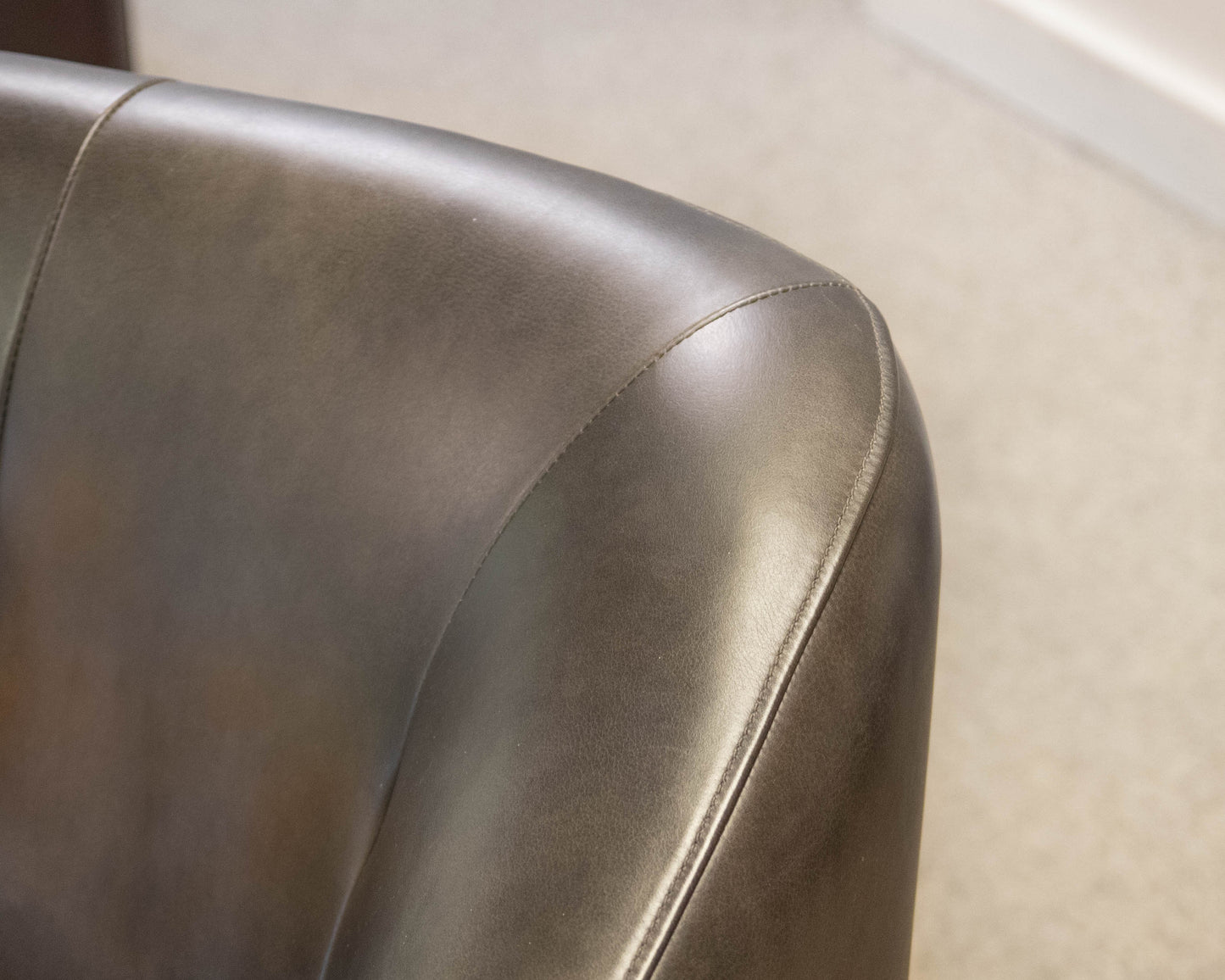 Pair Of Swivel Base Vegan Leather Mocha Chairs