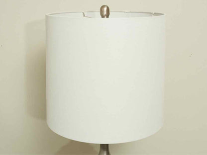 Brigg Black Polyresin Gourd Shape On Acrylic Base White Drum Shade Table Lamp