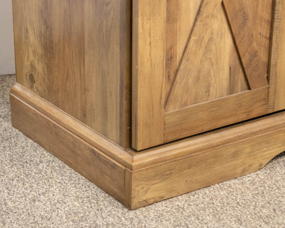 Media Console in Driftwood Finish Reclaimed Wood with Sliding Doors