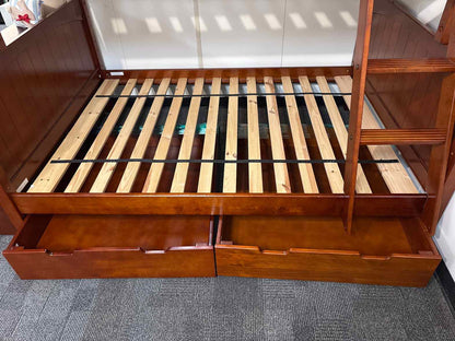 Cherry Wood Twin Over Full Bunkbed