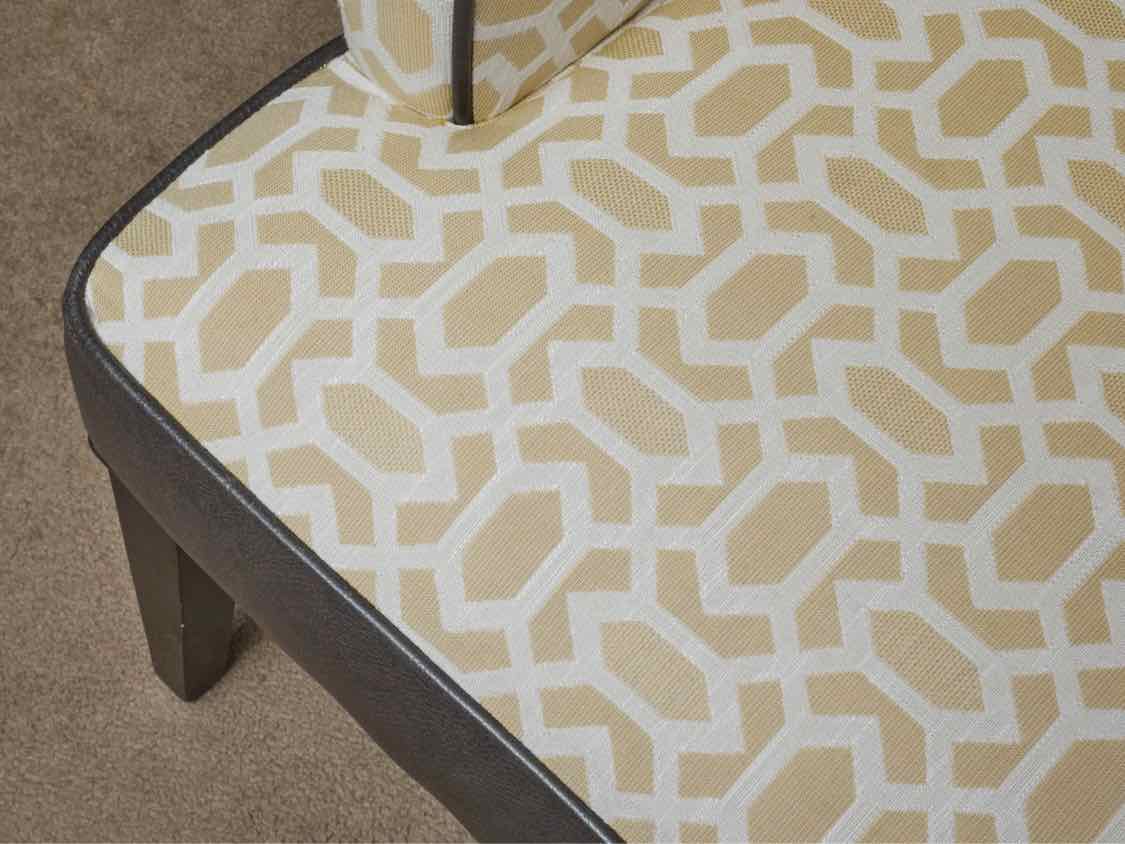 Pair of Crate & Barrel Chairs in Yellow & Ivory Contemporary Upholstery