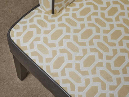 Pair of Crate & Barrel Chairs in Yellow & Ivory Contemporary Upholstery