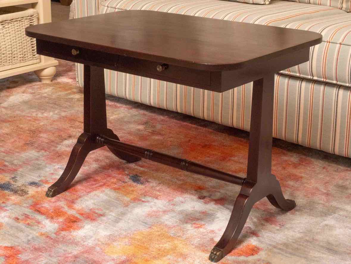 Mahogany Bench Made Cocktail Table with 2 Drawers
