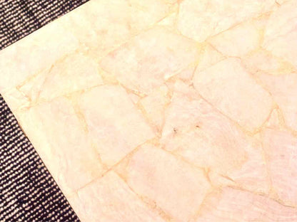 Aerin White Stone Cocktail Table with Brass Base