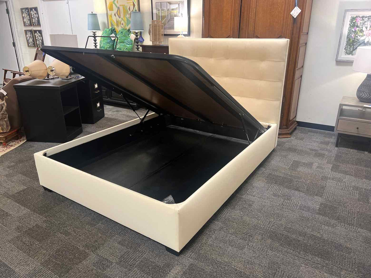 Mitchell Gold + Bob Williams Ivory Leather Queen Bed