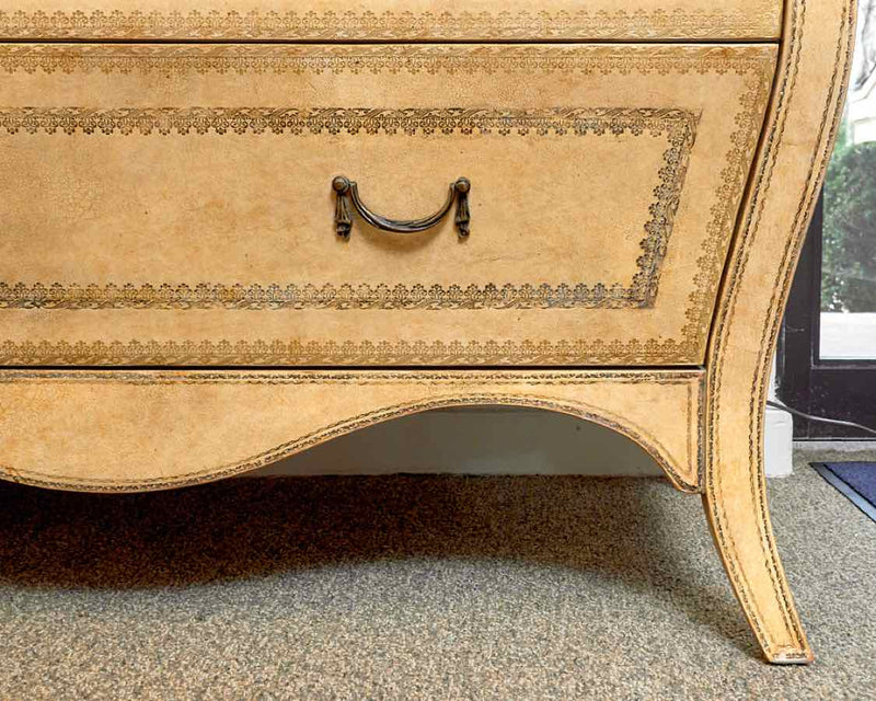 Lineage Furniture Leather Tooled Accent Chest