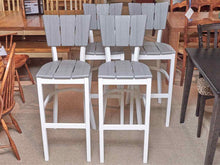 Set Of 4 Telescope Outdoor Furniture Driftwood Finish White Legs  Bar Stools