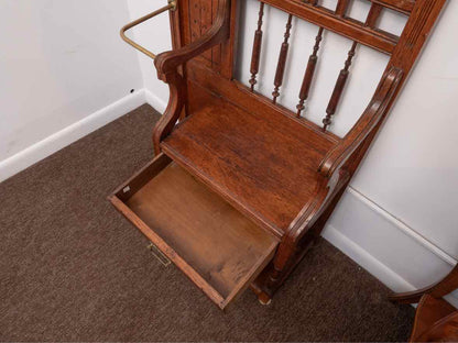 Eastlake Oak Hall Tree Coat Rack