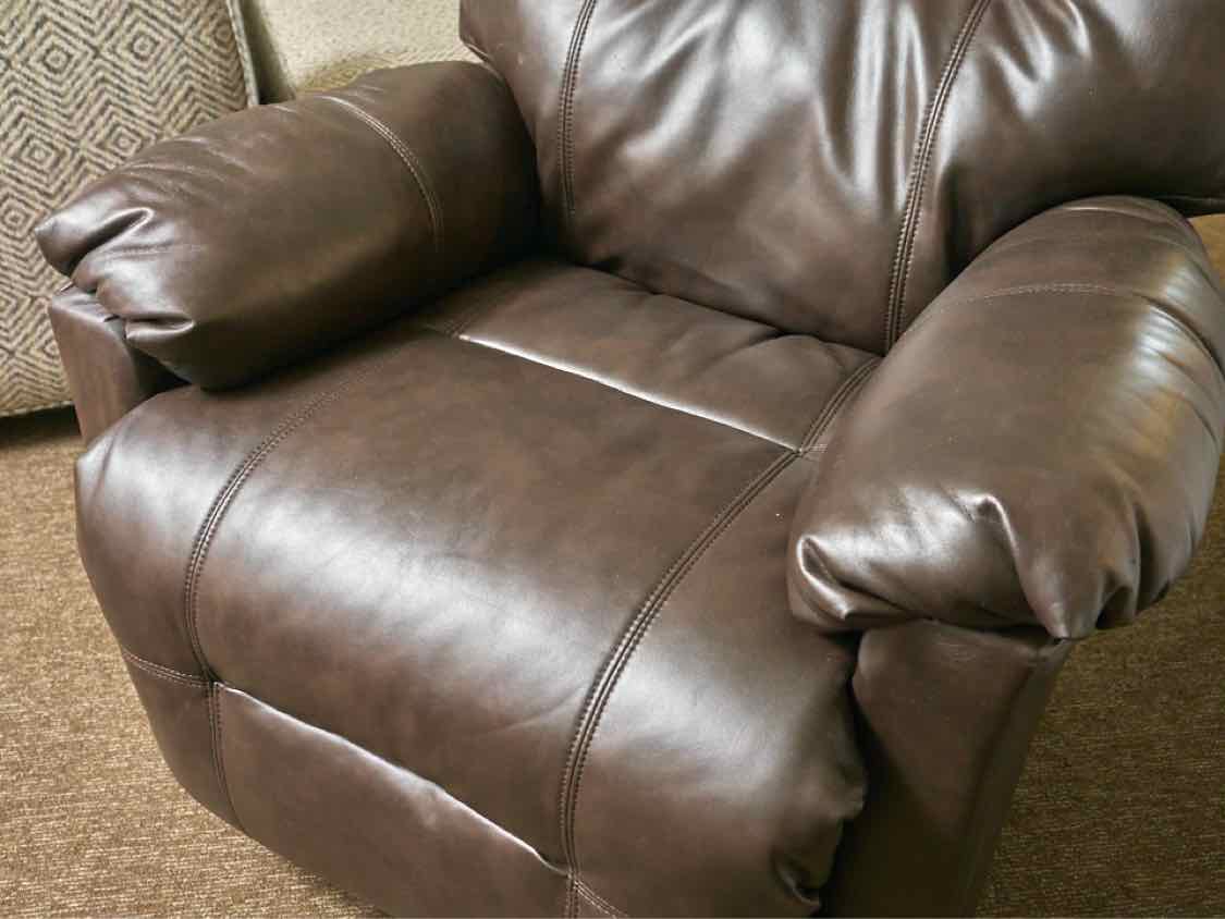 American Furniture Dark Brown Bonded Leather Rocker Recliner