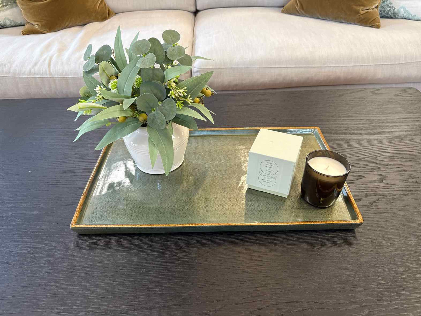 Arhaus Deep Sage Ceramic Tray