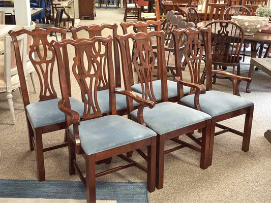 Set of Six Cherry Framed Chippendale Dining Chairs